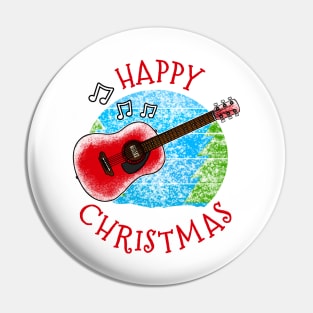 Christmas Acoustic Guitar Guitarist Musician Xmas 2022 Pin
