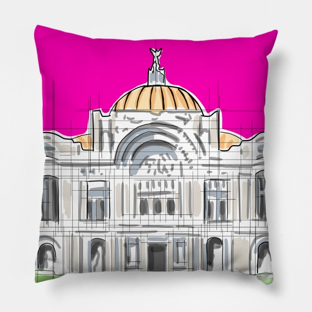 beaux arts in mexico architecture building Pillow by jorge_lebeau