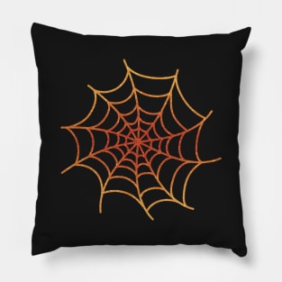 Orange Glittery Spider's Web Pillow