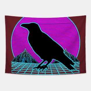 Crow Vaporwave Outrun Retro 80s Style Tapestry