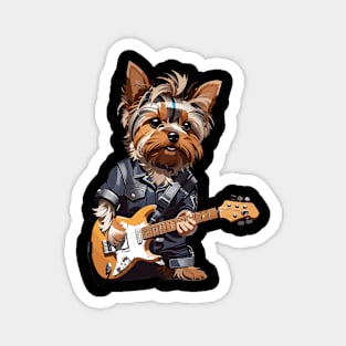 Yorkshire Terrier Playing Guitar Magnet