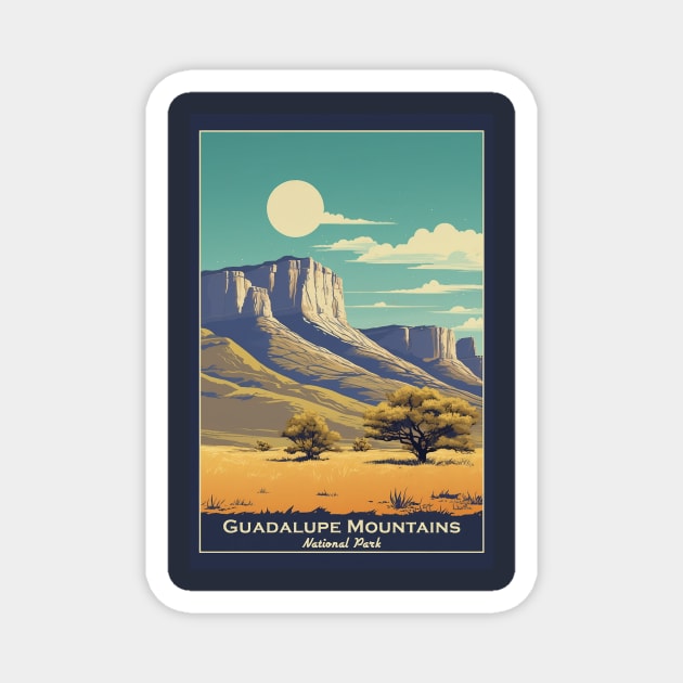 Guadalupe Mountains National Park Travel Poster Magnet by GreenMary Design