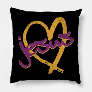 I Love Jesus Vintage 80's & 90's Purple and Yellow Pillow