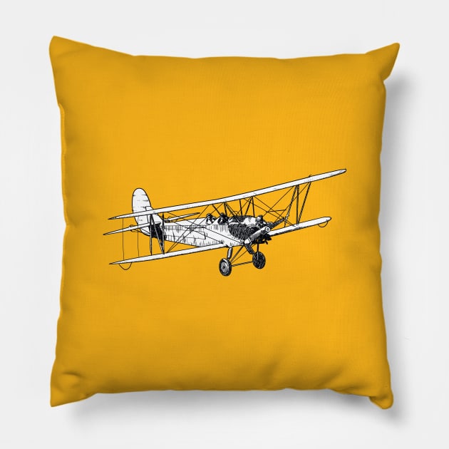 Drawing of white biplane Pillow by StefanAlfonso