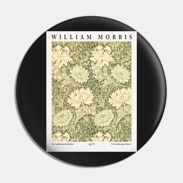 William Morris Exhibition Design, Textile Design, Chrysanthemum Pattern Pin by VanillaArt