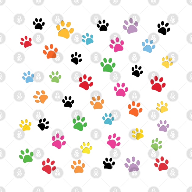 Colorful paw prints pattern by GULSENGUNEL