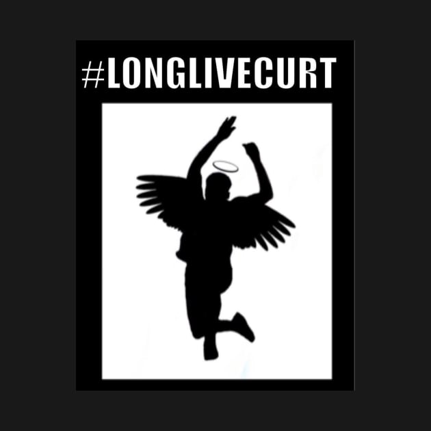 Long Live Curt. White Text. Angel outline.Pacifist. Peace. by LLC TEES