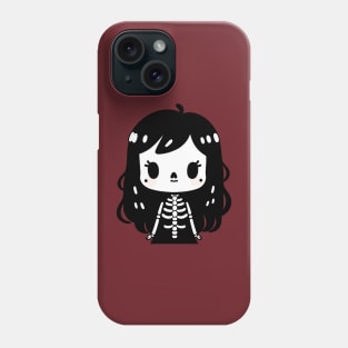 Kawaii Chibi Girl in a Skeleton Costume | Cute Halloween Costume Design Phone Case