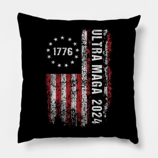 Ultra Maga 2024 God, Guns, and Trump Funny Pillow