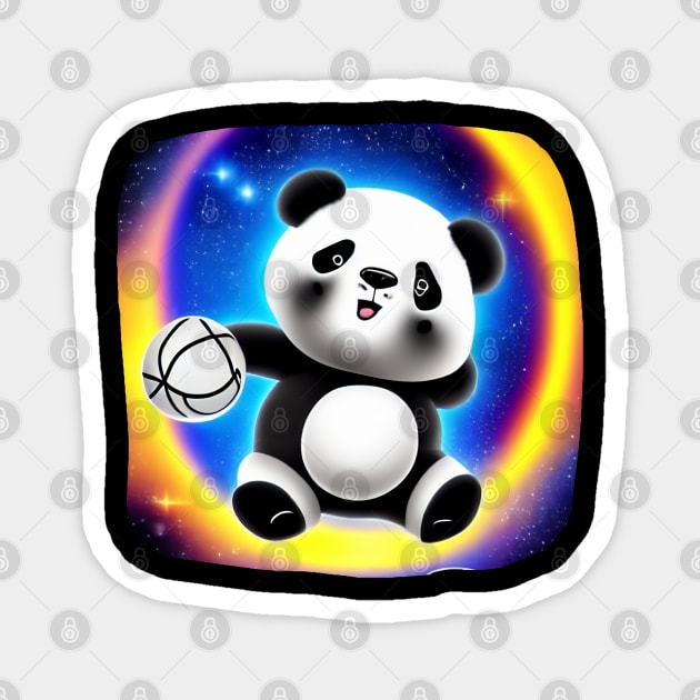 Cute Panda Play Basketball on The Moon Magnet by Suga Collection