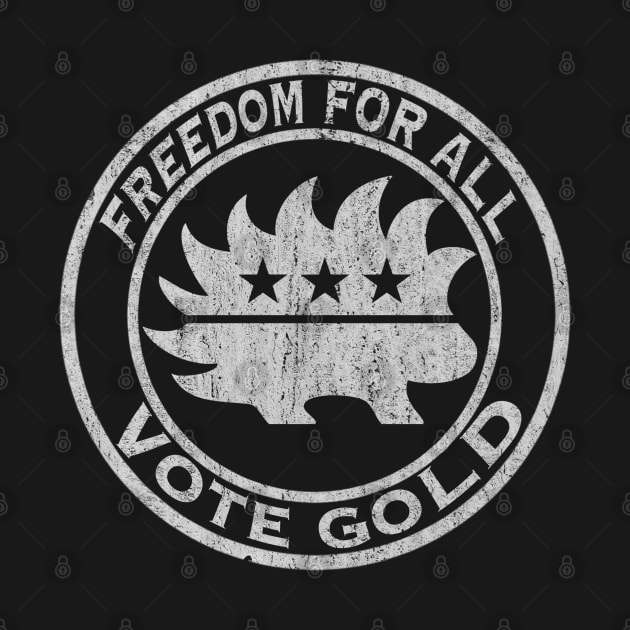 Libertarian Porcupine Freedom For All Vote Gold Logo - White by Tatted_and_Tired