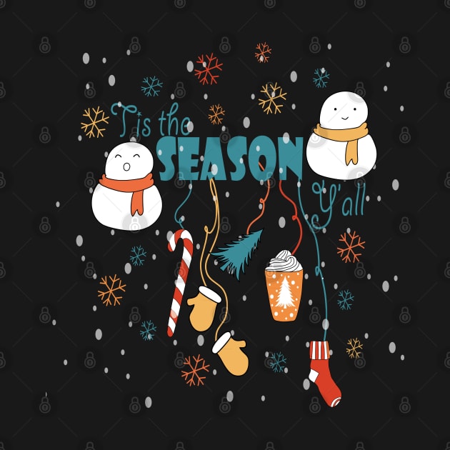 Tis the Season New Year Snowman tree Vibes coffee Love Cute Holiday Gift by Day81