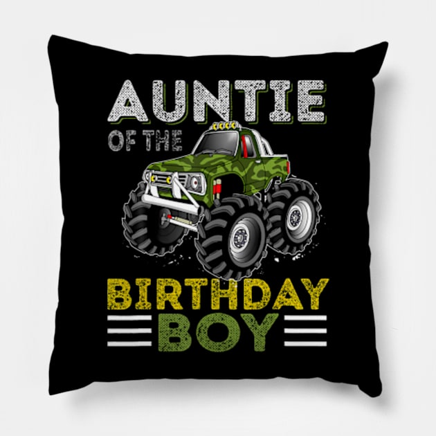 Auntie Of The Birthday Boy Monster Truck Birthday Pillow by Zoe Hill Autism