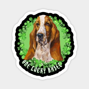 One Lucky Basset Funny St. Patrick Dog Magnet