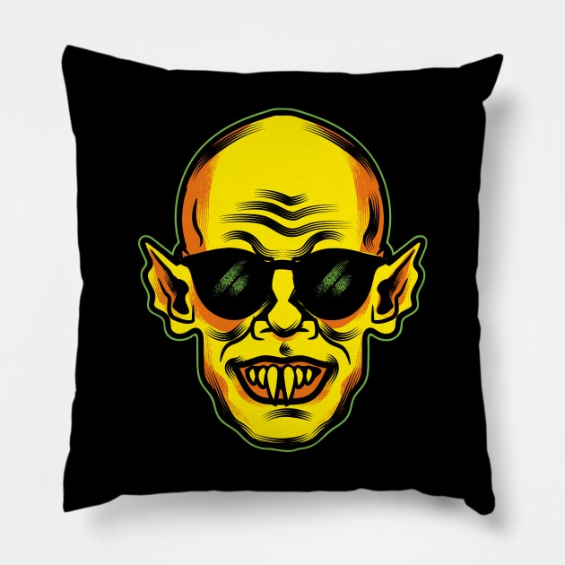 Halloween Vampire I Pumpkin Skull Trick Or Treat Horror Nosferatu Pillow by az_Designs