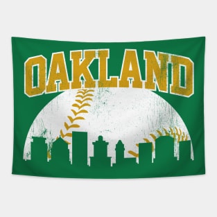 Vintage Oakland Skyline City Gameday Retro Vintage Cali Tapestry