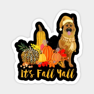 Its Fall Yall German Shepherd Dog Leopard Pumpkin Falling Magnet