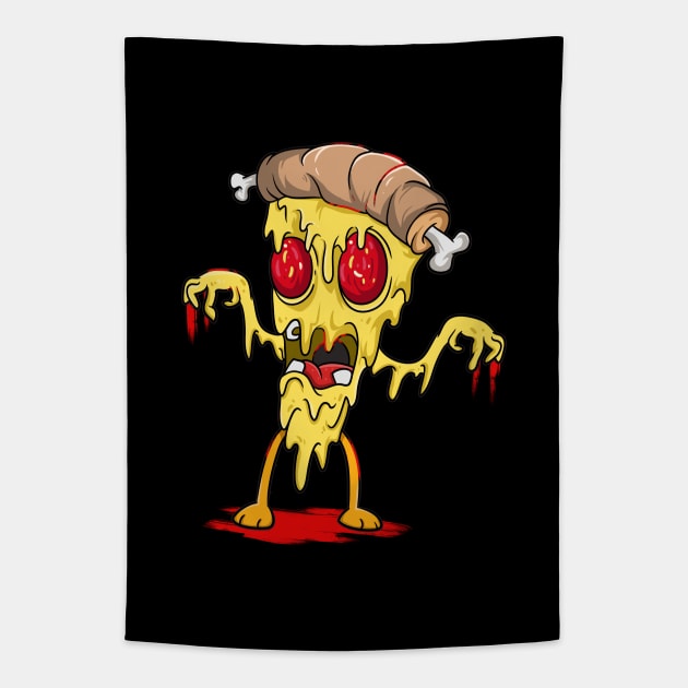 Cheesy Pizza Zombie Tapestry by Trendy Black Sheep