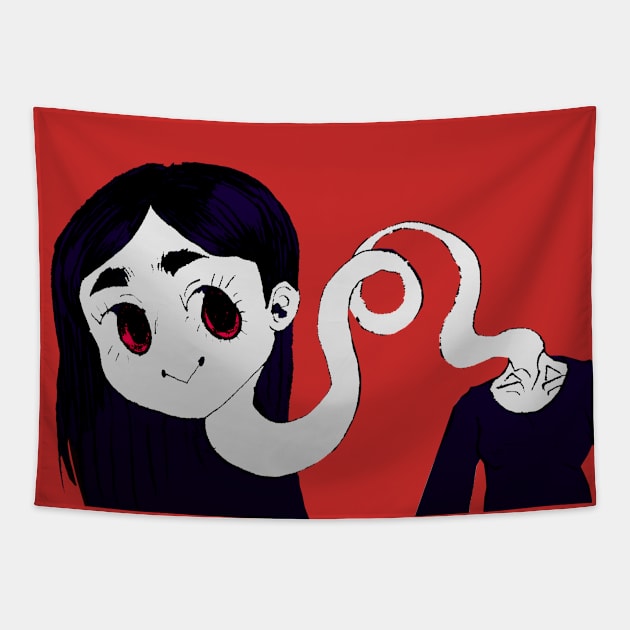 Rokurokubi Long-Neck Woman Yokai Tapestry by kuraimochi