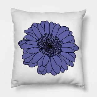 Very Peri Periwinkle Blue Gerbera Floral Drawing Color of the Year 2022 Pillow