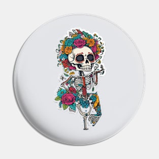 Cinco de Mayo skeleton art Pin