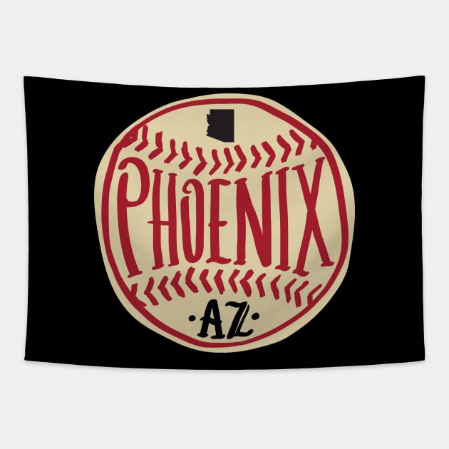 Phoenix Arizona Hand Drawn Typography Baseball T-Shirt Tapestry by goodwordsco