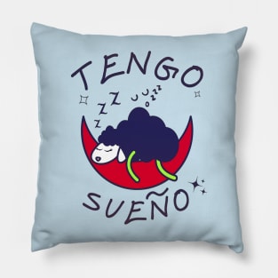 In Spanish: I'm very sleepy! It doesn't give me life! Funny phrase in Spanish with sheep sleeping. Pillow