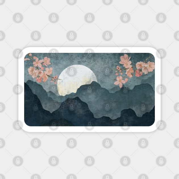 Cherry Blossom Moon Night Magnet by Nomi