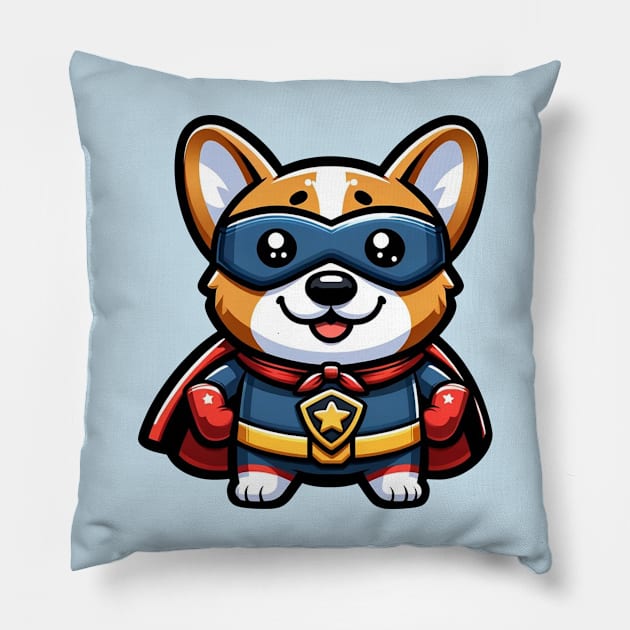 Superhero corgi Pillow by Ferdi Everywhere