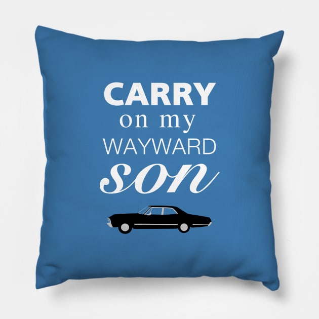 Carry On My Wayward Son Pillow by OutlineArt