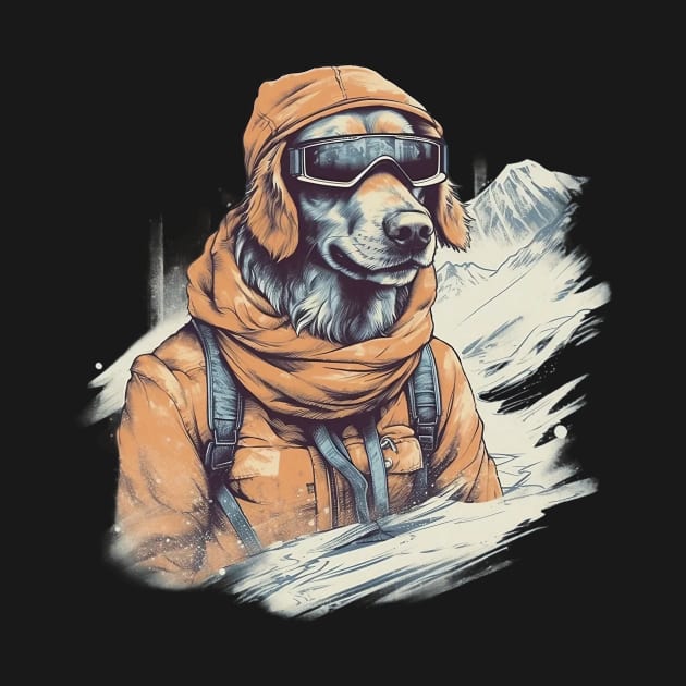 Dog with ski goggles by GreenMary Design