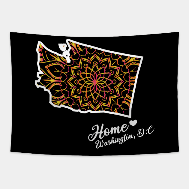 Home Washington D.C US State Map Mandala Sanskrit USA American Country Patriotism Gift Idea Tapestry by twizzler3b