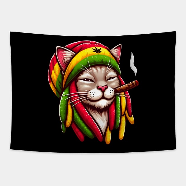 Rasta 420 Cat Tapestry by defytees