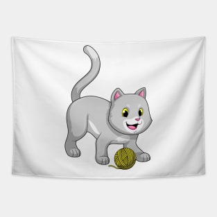 Cat with Wool yarn ball Tapestry