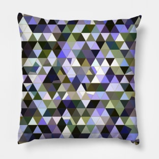 Brown, Blue, Black and White Abstract Imperfect Triangles Mosaic Pillow