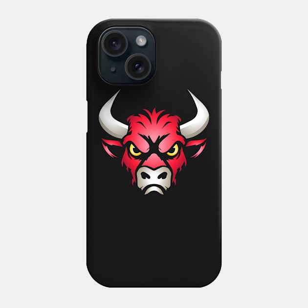 Bull Head Red Phone Case by Cripta Art