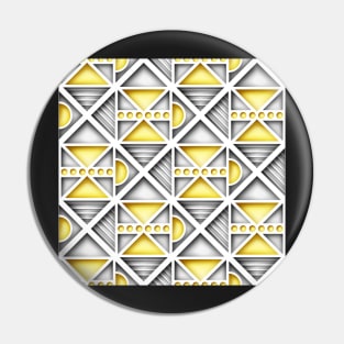 Yellow and Gray Geometric Pattern with 3d Effect, Triangular Motifs Pin