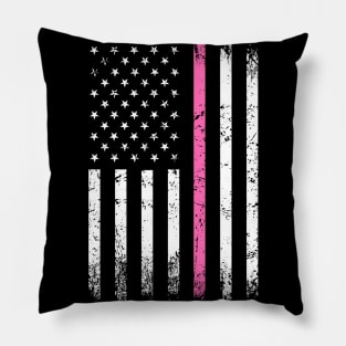 Thin Pink Line Patriotic American Flag Pillow