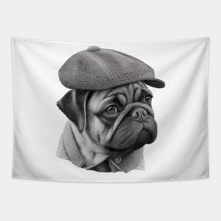 Flat cap pug Tapestry