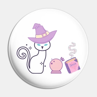 White Cat Witch Pin