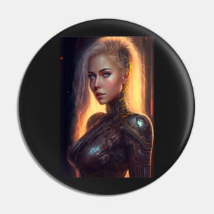 Blonde Beautiful Cyberpunk Woman Pin