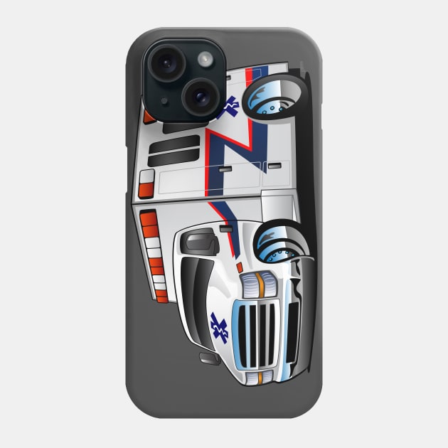 Paramedic EMT Ambulance Rescue Truck Cartoon Phone Case by hobrath