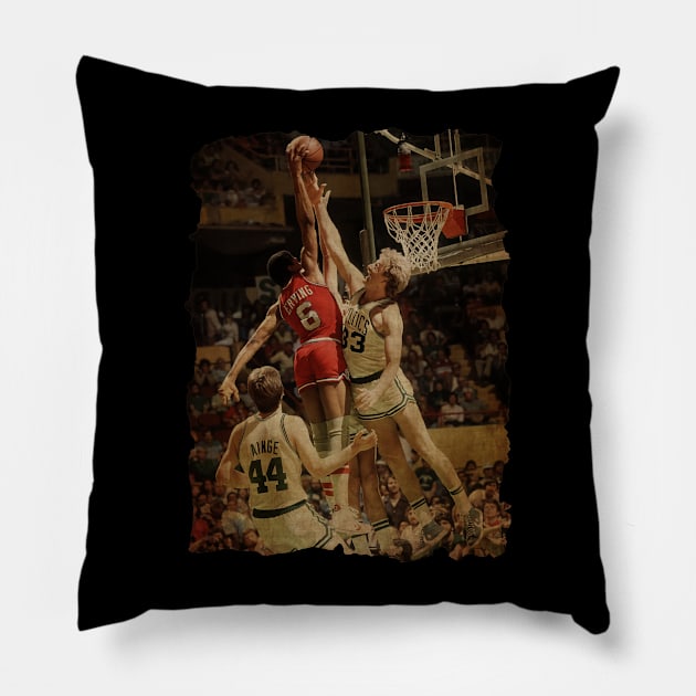 Larry Bird vs Julius Erving Vintage Pillow by CAH BLUSUKAN