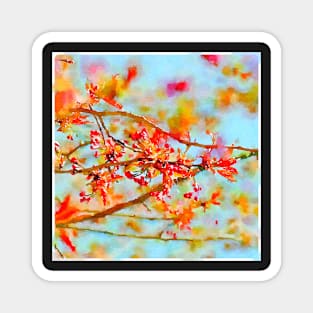 Watercolor Red Floral Branch Magnet