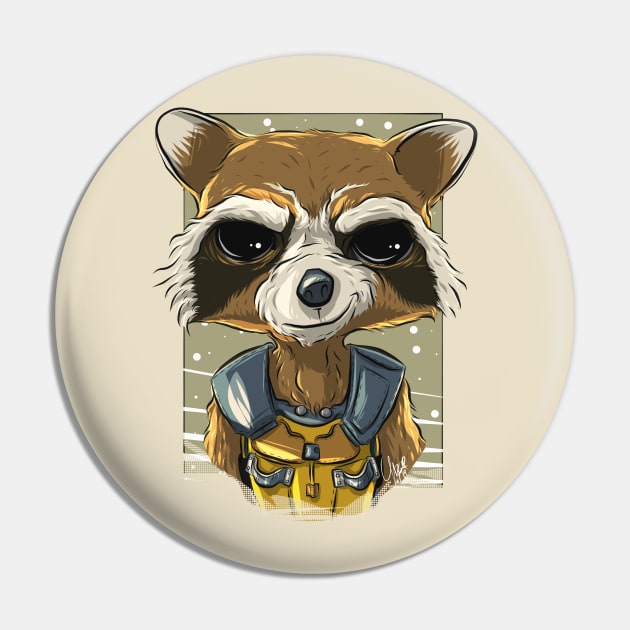 Pop Culture Caricature #14 - Rocket Raccoon Pin by yazgar