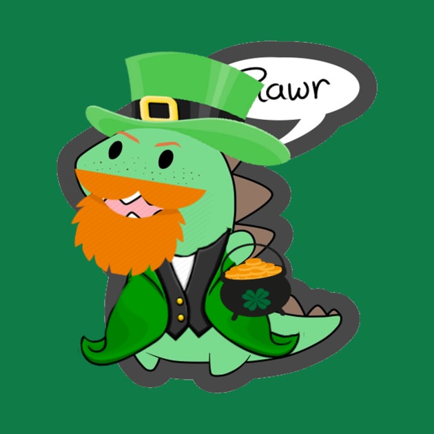 Irish Saint Patricks Day Dinosaur Rawr by Inviticus