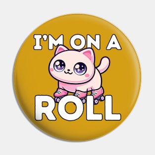 On a Roll- Rollerblading Cat Pin