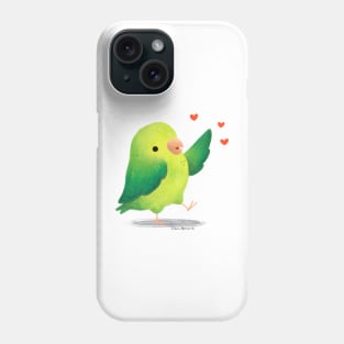 Parrotlet bird with hearts Phone Case