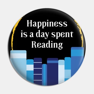 Happiness is a Day Spent Reading | Blue | Black Pin