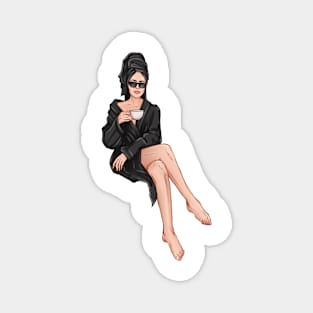 Relaxing woman in spa robe clipart. Magnet